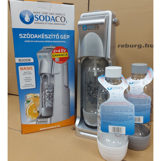 Sodaco B100E Basic ezüst szódagép +2db szénsavasító palackkal