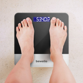 Bewello BW3010GY Személymérleg  180 kg  elemes fekete / szürke