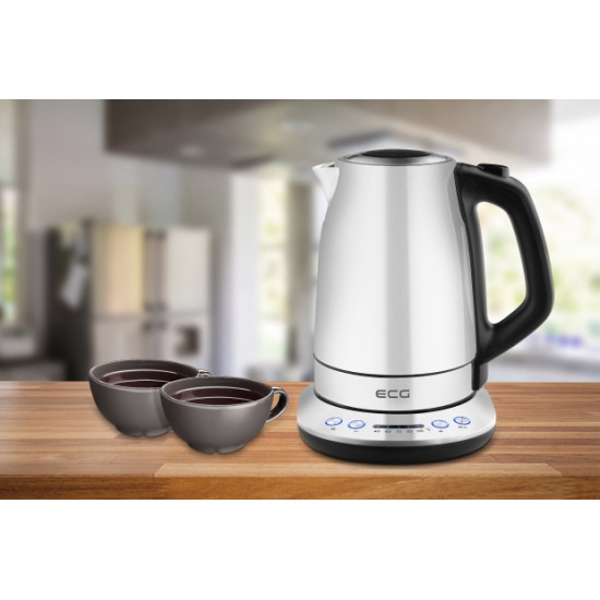 ECG RK1791 rozsdamentes 1,7l vízforraló 40 ÉS 100 ° C KÖZÖTTI HŐMÉRSÉKLET-SZABÁLYOZÁSSAL különböző típusú teákhoz, meleg italokhoz és bébiételekhez