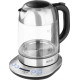 ECG RK1781 1,7l üveg/nemesacél vízforraló 40 ÉS 100 ° C KÖZÖTTI HŐMÉRSÉKLET-SZABÁLYOZÁSSAL különböző típusú teákhoz, meleg italokhoz és bébiételekhez