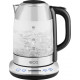 ECG RK1781 1,7l üveg/nemesacél vízforraló 40 ÉS 100 ° C KÖZÖTTI HŐMÉRSÉKLET-SZABÁLYOZÁSSAL különböző típusú teákhoz, meleg italokhoz és bébiételekhez