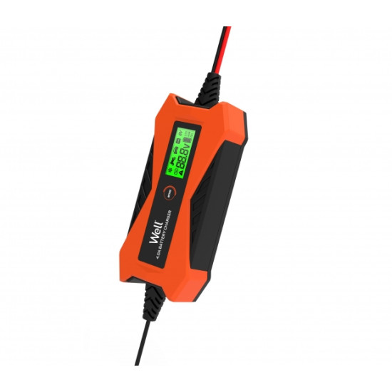 Well Autós akkumulátor töltő- 230V - 2A/4A automata, CHAR-CAR-4612-WL