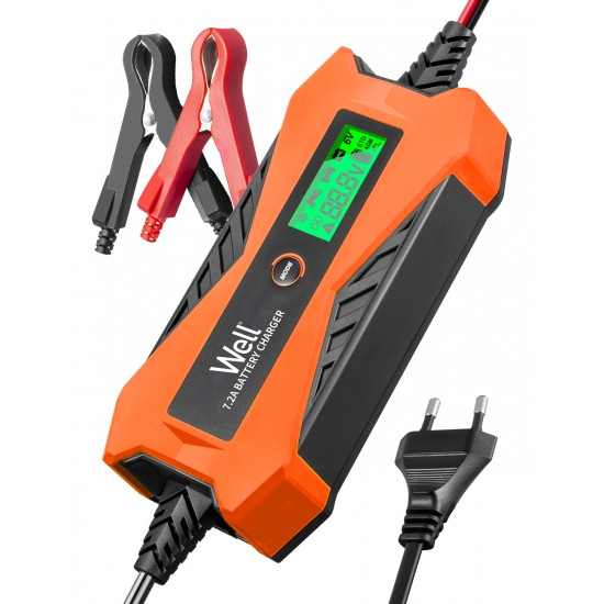 Well Autós akkumulátor töltő- 230V – 6V/2A-12V/7,2A automata CHAR-CAR-8612-WL