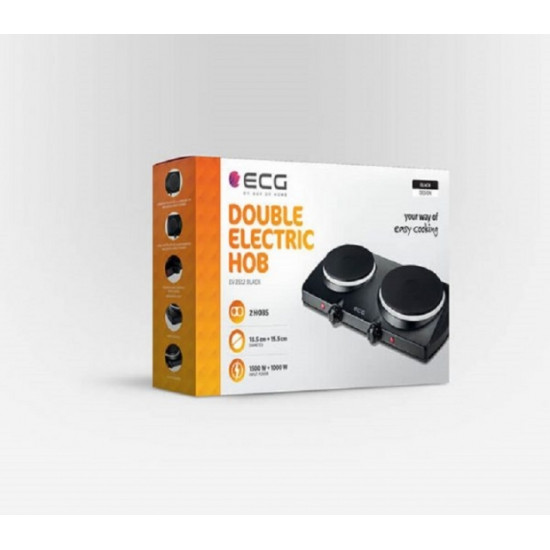 ECG EV2512 Black dupla elektromos főzőlap fekete, rezsó