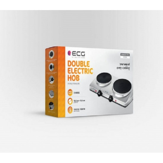 ECG EV2512 S rozsdamentes dupla elektromos főzőlap INOX, rezsó