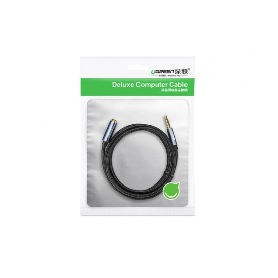 Ugreen 10538 AUX aljzat audio hosszabbító 3.5 mm 5m, fekete/szürke