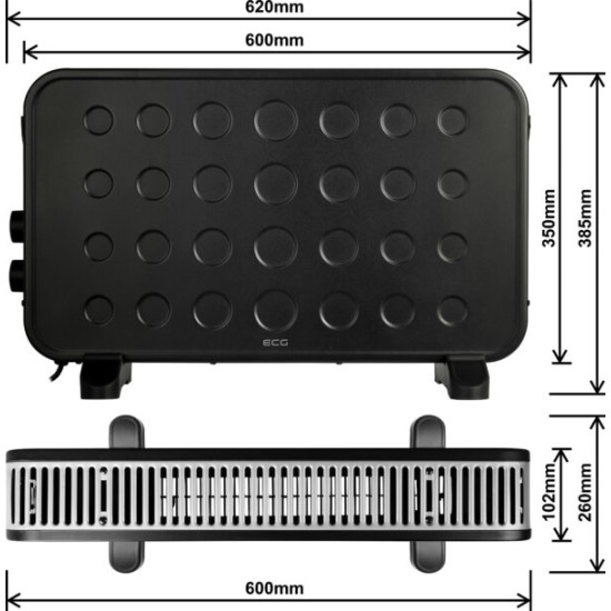 ECG TK 2070 Black Szabadon álló meleg levegős konvektor