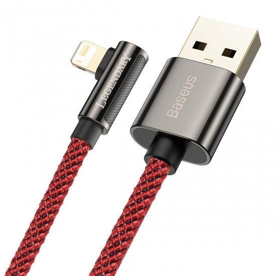 Baseus CACS000009 Legend 90 fokban döntött USB - Lightning kábel 2.4A 1m piros