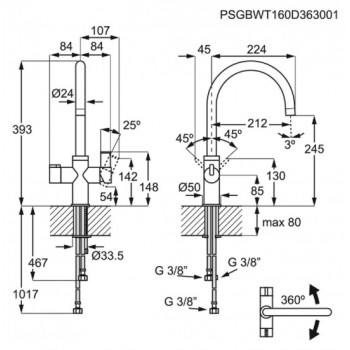 Aeg ProSource 3 in 1 mosogató csaptelep GYT11012CB