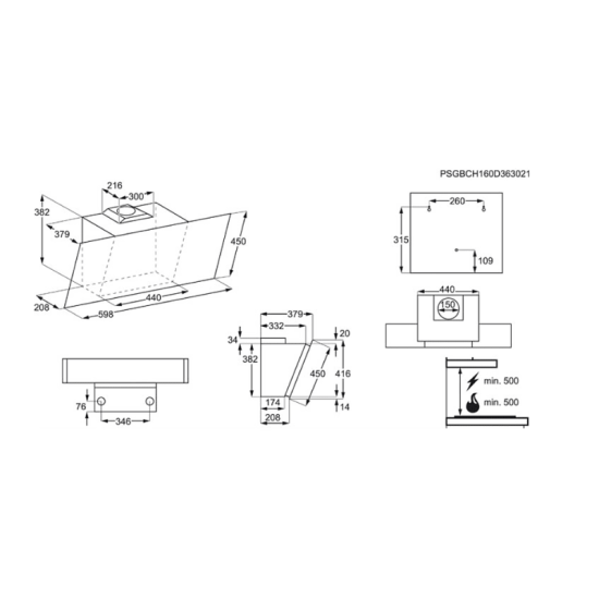 Electrolux EFV60657OK Kürtős páraelszívó, 3 fokozat, 60 cm