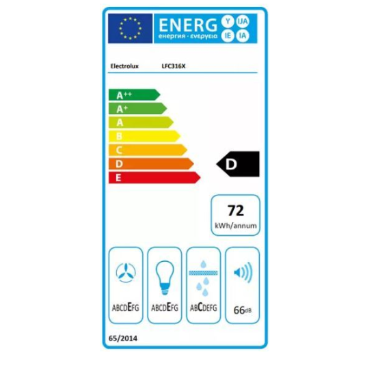 Electrolux LFC316X beépíthető kürtős konyhai elszívó, 59.8x45x69 cm 