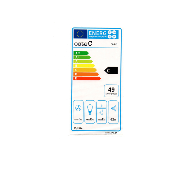 Cata G-45 X/L felső szekrénybe vagy kürtőbe építhető  konyhai elszívó, inox, 45 cm széles