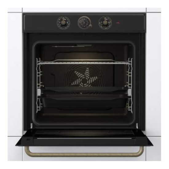 Gorenje BOS67372CLB beépíthető fekete rusztikus sütő ExtraSteam gőzfunkcióval, 59.5x56.4x59.5 cm