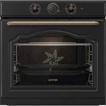 Gorenje BOS67372CLB beépíthető fekete rusztikus sütő ExtraSteam gőzfunkcióval, 59.5x56.4x59.5 cm