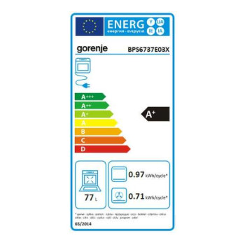 Gorenje BPS6737E03X beépíthető pirolitikus öntisztító sütő ExtraSteam gőzfunkcióval, 77L, 59.5y56.4x59.5 cm, inox szín