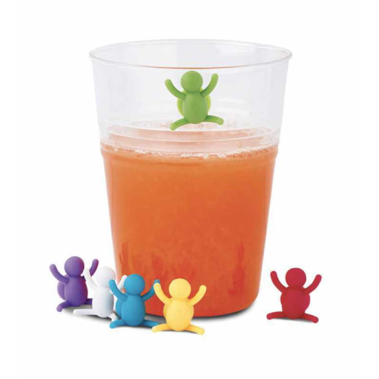 Ghidini 1840 pohárjelölő tapadókoronggal ellátott szilikon pohárjelölő figurák 6db/csomag