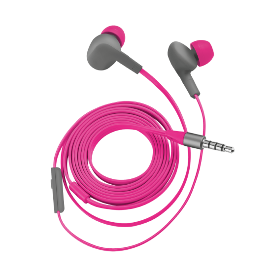 Trust Aurus vízálló pink fülbe helyezhető fejhallgató lapos, gubancgátló kábellel, ideális a szabadtéri sportokhoz 21019