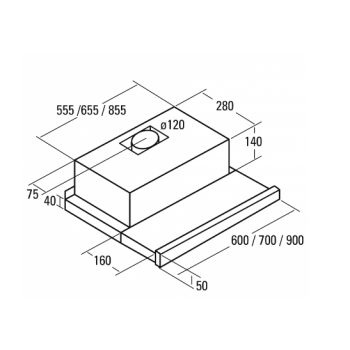 Cata TF-2003/60 LED Duralum beépíthető teleszkópos konyhai elszívó 