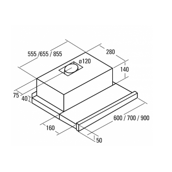 Cata TF-2003/60 LED Duralum beépíthető teleszkópos konyhai elszívó 