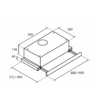 Davoline Slider 1M 050 X 50cm inox beépíthető teleszkópos konyhai elszívó