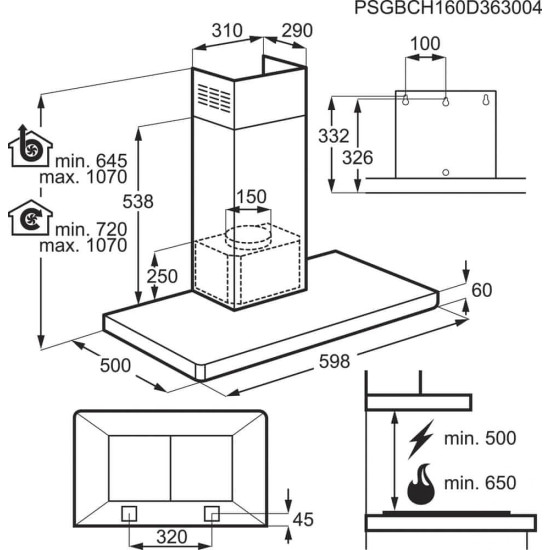 Electrolux EFB60460OX kürtős páraelszívó
