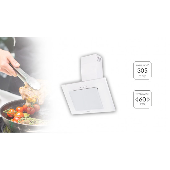 MPM MPM-60-OV-10 fehér döntött konyhai elszívó ház fehér üveg panel