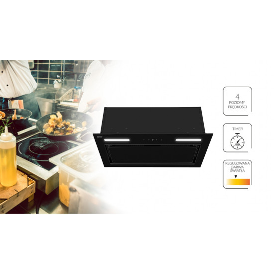 MPM MPM-61-OWS-67 aláépíthető fekete 55cm konyhai elszívó érintőgombok, távirányító MPM61OWS67