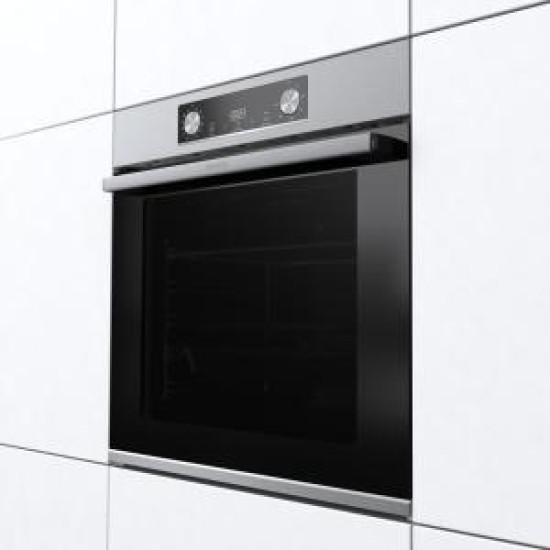 Gorenje BPS6737E14X beépíthető pirolitikus öntisztító sütő ExtraSteam gőzfunkcióval, 77L, 59.5x56.4x59.5 cm