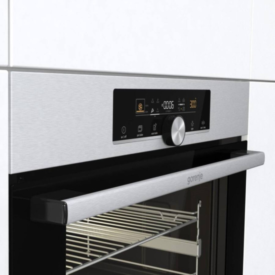 Gorenje BOS6747A01X beépíthető inox sütő ExtraSteam gőzfunkció 2 sütősín, 77L, 59.5x56.4x59.5 cm