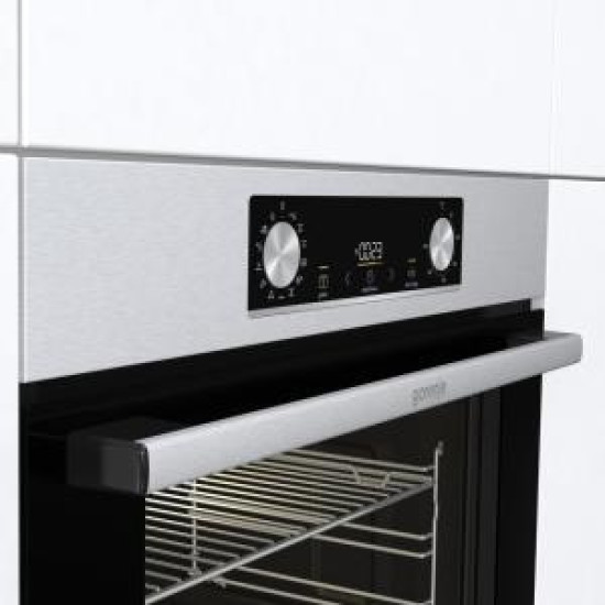 Gorenje BOS6737E13X beépíthető INOX sütő ExtraSteam gőzfunkcióval, "CLICK SYSTEM" áthelyezhető sütősín, 59.5x56.4x59.5 cm