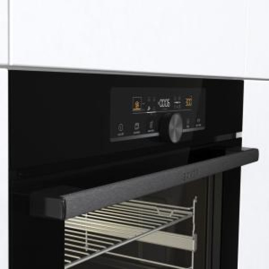 Gorenje BOS6747A01BG beépíthető fekete sütő ExtraSteam gőzfunkció 2 sütősín, 59.5x56.4x59.5 cm