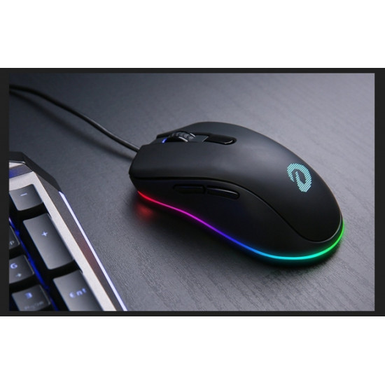 Dareu EM908 RGB vezetékes gamer egér, fekete 600-6000 DPI,
