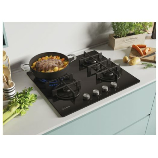 Candy CVG6BR4WPB fekete beépíthető gázfőzőlap