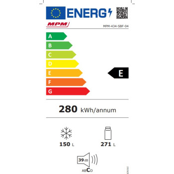 MPM MPM-434-SBF-04 Side by Side inverter motoros sötét inox Multidoor, 271/150L, inverteres kompresszor, 79x70x180 cm 