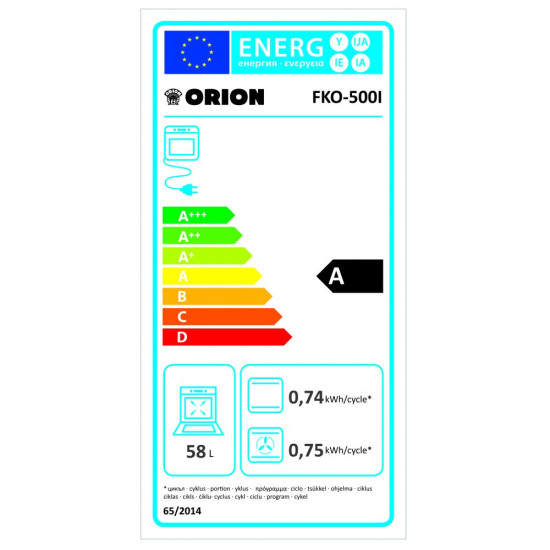Orion FKO500I inox kombinált tűzhely légkeveréssel