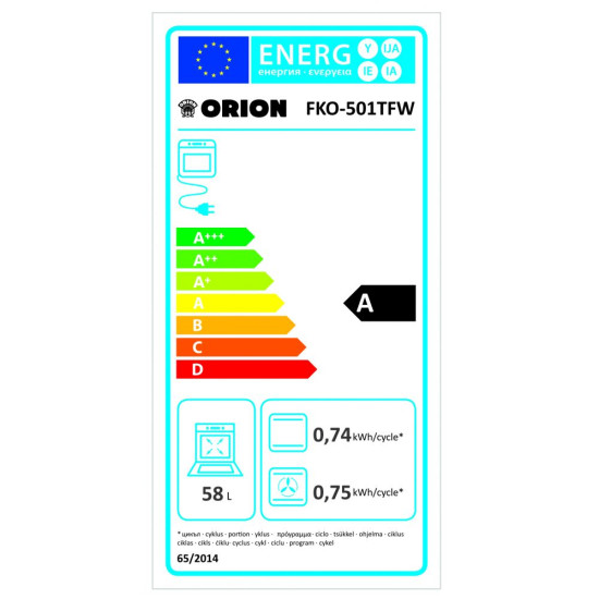 Orion FKO501TFW kombinált tűzhely légkeveréssel, 50x60x85 cm 