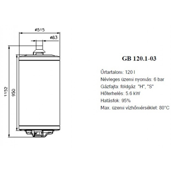 Hajdu GB120.1-03 fali kéményes gázbojler 120 liter