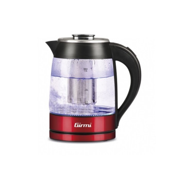 Girmi BL50 üveg vízforraló, rozsdamentes acél szűrővel tea készítéséhez, piros