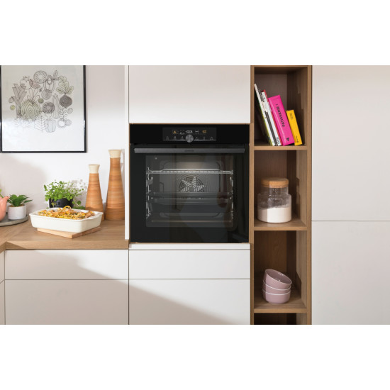 Gorenje BOS6747A01BG beépíthető fekete sütő ExtraSteam gőzfunkció 2 sütősín, 59.5x56.4x59.5 cm