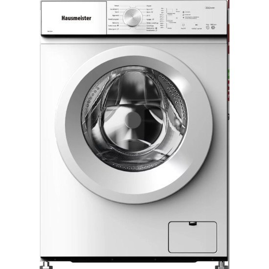 Hausmeister HM2604 keskeny elöltöltős mosógép, MAGYAR kezelőpanellel, INVERTER MOTOR 44cm mély, 60x44x85cm 