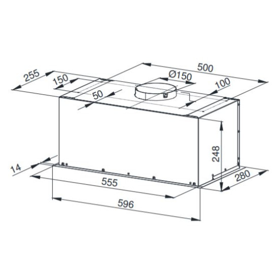 MPM MPM-60-OW-03 aláépíthető inox 60cm konyhai elszívó 300mm led szalag világítás, időzítő, távirányító MPM60OW03