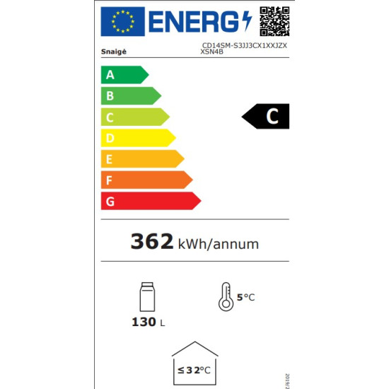Snaige CD14SM-S3JJ3CX fekete üvegajtós hűtő 85cm