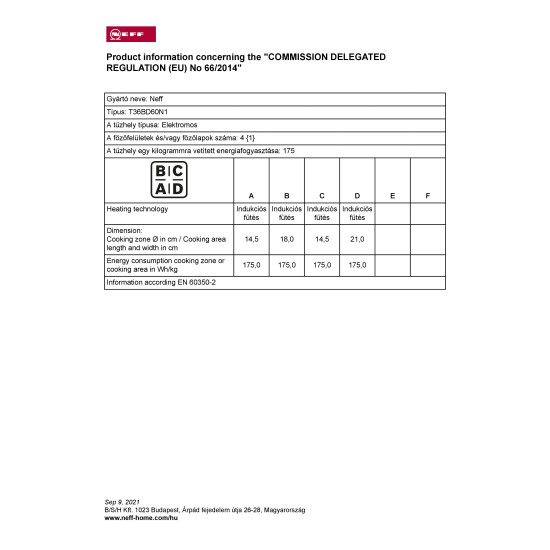 Neff T36BD60N1 beépíthető Indukciós kerámia főzőlap Touch Control vezérléssel N70