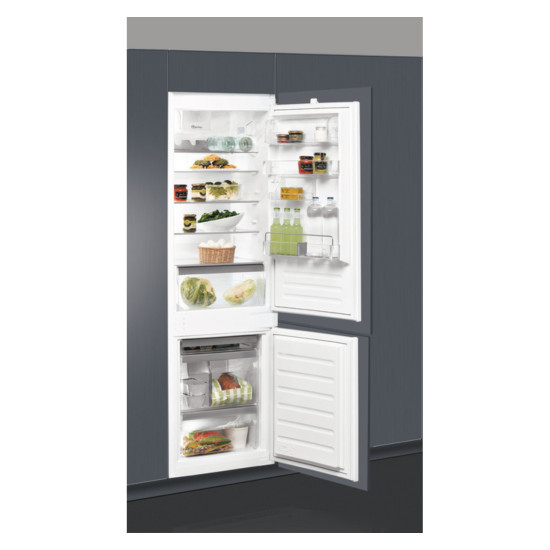 Whirlpool ART 66122 beépíthető alulfagyasztós kombinált hűtőszekrény 177cm, elektronikus vezérlés, palacktartó polccal,inverter kompresszor, 194/79L