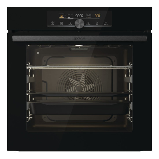 Gorenje BOS6747A01BG beépíthető fekete sütő ExtraSteam gőzfunkció 2 sütősín, 59.5x56.4x59.5 cm