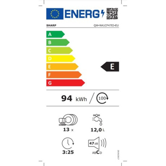 Sharp QW-NA1CF47EI-EU mosogatógép 60cm, 13 terítékes