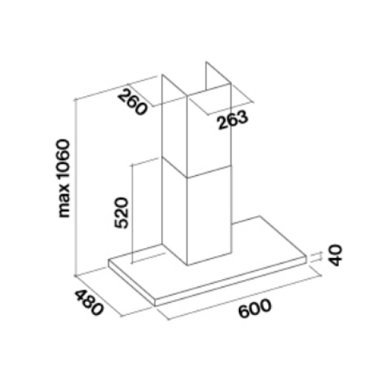 Falmec LUMEN 60 inox fektetett t alakú konyhai elszívó 60cm