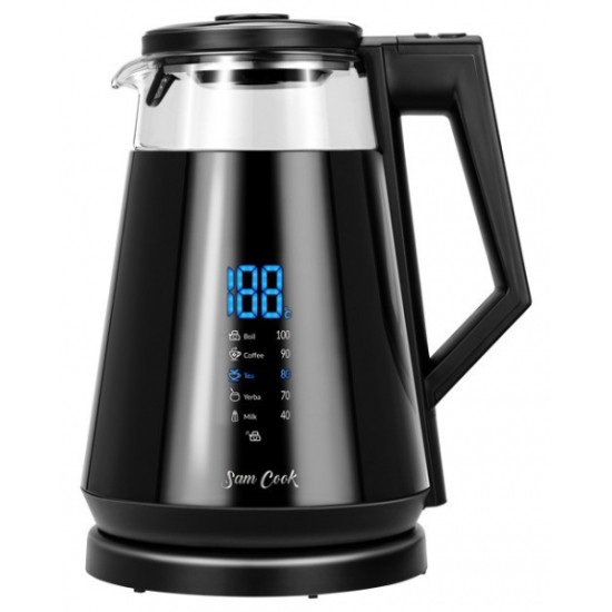 Sam Cook PSC111B vezeték nélküli üveg vízforraló hőmérséklet-szabályozással 40 °C, 60 °C, 80 °C, 90 °C, 100 °C