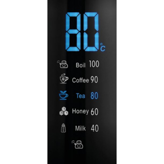 Sam Cook PSC111B vezeték nélküli üveg vízforraló hőmérséklet-szabályozással 40 °C, 60 °C, 80 °C, 90 °C, 100 °C