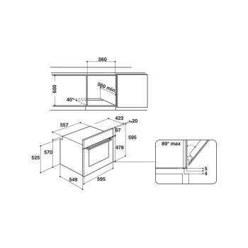 Whirlpool OASKC8V1BLG beépíthető sütő, fekete